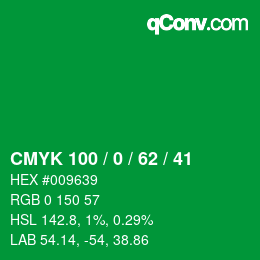颜色代码: CMYK 100 / 0 / 62 / 41 | qconv.com