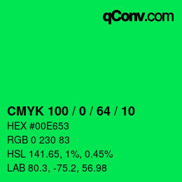 カラーコード: CMYK 100 / 0 / 64 / 10 | qconv.com