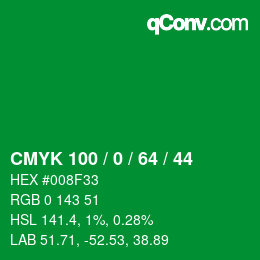 Farbcode: CMYK 100 / 0 / 64 / 44 | qconv.com