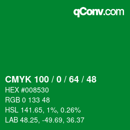 Color code: CMYK 100 / 0 / 64 / 48 | qconv.com