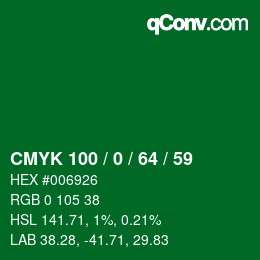 Farbcode: CMYK 100 / 0 / 64 / 59 | qconv.com
