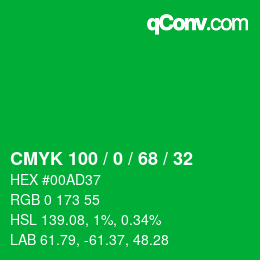 Farbcode: CMYK 100 / 0 / 68 / 32 | qconv.com