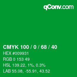 Farbcode: CMYK 100 / 0 / 68 / 40 | qconv.com