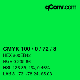 Color code: CMYK 100 / 0 / 72 / 8 | qconv.com