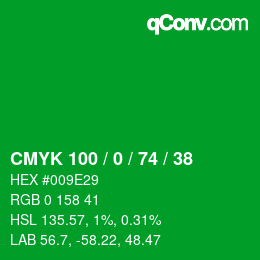 颜色代码: CMYK 100 / 0 / 74 / 38 | qconv.com