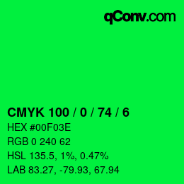 Color code: CMYK 100 / 0 / 74 / 6 | qconv.com