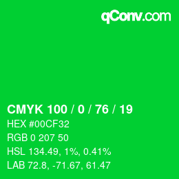 颜色代码: CMYK 100 / 0 / 76 / 19 | qconv.com