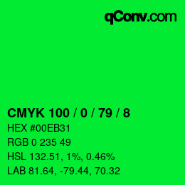 Color code: CMYK 100 / 0 / 79 / 8 | qconv.com