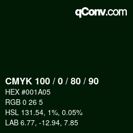 Color code: CMYK 100 / 0 / 80 / 90 | qconv.com