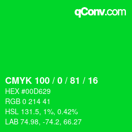Color code: CMYK 100 / 0 / 81 / 16 | qconv.com