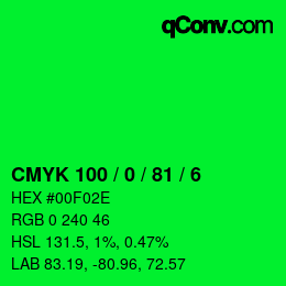 Color code: CMYK 100 / 0 / 81 / 6 | qconv.com