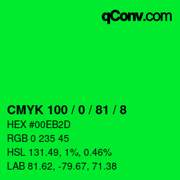 Color code: CMYK 100 / 0 / 81 / 8 | qconv.com