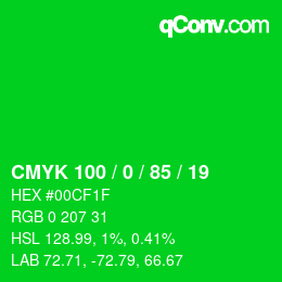 Color code: CMYK 100 / 0 / 85 / 19 | qconv.com