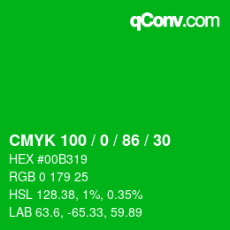 Color code: CMYK 100 / 0 / 86 / 30 | qconv.com