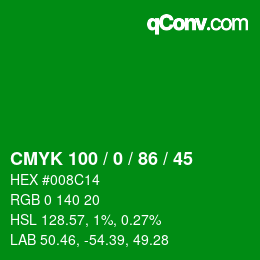 Color code: CMYK 100 / 0 / 86 / 45 | qconv.com