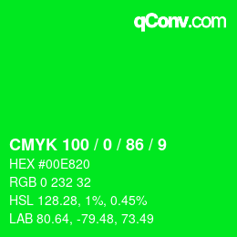 Color code: CMYK 100 / 0 / 86 / 9 | qconv.com