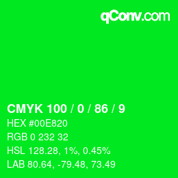 Color code: CMYK 100 / 0 / 86 / 9 | qconv.com