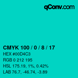 Color code: CMYK 100 / 0 / 8 / 17 | qconv.com