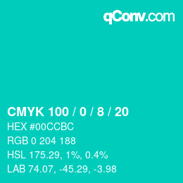 Color code: CMYK 100 / 0 / 8 / 20 | qconv.com