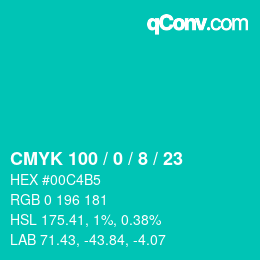 カラーコード: CMYK 100 / 0 / 8 / 23 | qconv.com