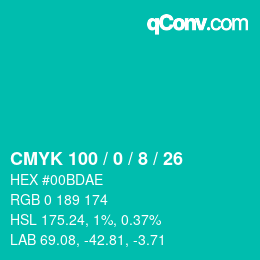 Color code: CMYK 100 / 0 / 8 / 26 | qconv.com