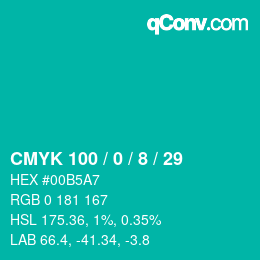 Color code: CMYK 100 / 0 / 8 / 29 | qconv.com