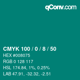 Color code: CMYK 100 / 0 / 8 / 50 | qconv.com