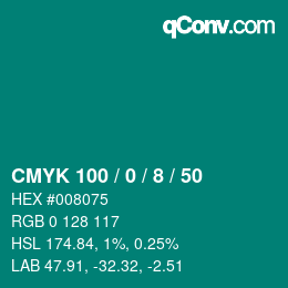 Color code: CMYK 100 / 0 / 8 / 50 | qconv.com