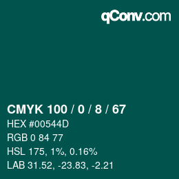 Color code: CMYK 100 / 0 / 8 / 67 | qconv.com