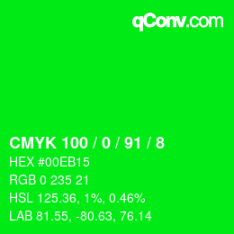 Color code: CMYK 100 / 0 / 91 / 8 | qconv.com