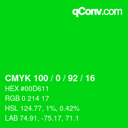 Color code: CMYK 100 / 0 / 92 / 16 | qconv.com