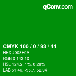 Color code: CMYK 100 / 0 / 93 / 44 | qconv.com