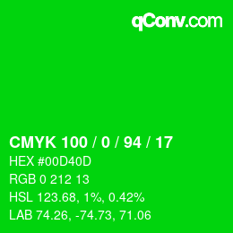 Color code: CMYK 100 / 0 / 94 / 17 | qconv.com