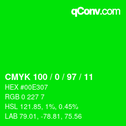 Código de color: CMYK 100 / 0 / 97 / 11 | qconv.com