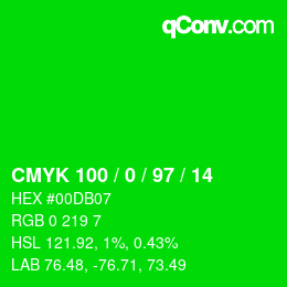 Color code: CMYK 100 / 0 / 97 / 14 | qconv.com