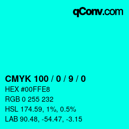 Color code: CMYK 100 / 0 / 9 / 0 | qconv.com