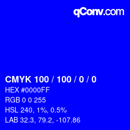 颜色代码: CMYK 100 / 100 / 0 / 0 | qconv.com