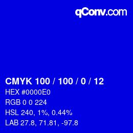颜色代码: CMYK 100 / 100 / 0 / 12 | qconv.com