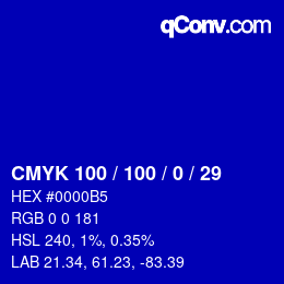 Color code: CMYK 100 / 100 / 0 / 29 | qconv.com