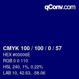 Color code: CMYK 100 / 100 / 0 / 57 | qconv.com