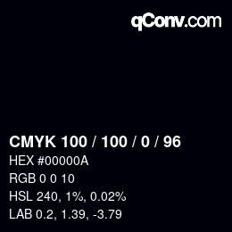 Color code: CMYK 100 / 100 / 0 / 96 | qconv.com