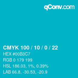 カラーコード: CMYK 100 / 10 / 0 / 22 | qconv.com