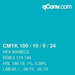 カラーコード: CMYK 100 / 10 / 0 / 24 | qconv.com