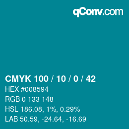 Color code: CMYK 100 / 10 / 0 / 42 | qconv.com