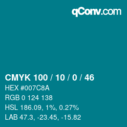 Código de color: CMYK 100 / 10 / 0 / 46 | qconv.com