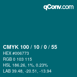 Color code: CMYK 100 / 10 / 0 / 55 | qconv.com