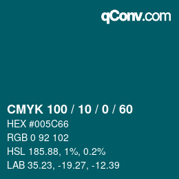 カラーコード: CMYK 100 / 10 / 0 / 60 | qconv.com