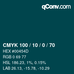 Color code: CMYK 100 / 10 / 0 / 70 | qconv.com