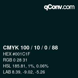 Color code: CMYK 100 / 10 / 0 / 88 | qconv.com