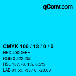 Color code: CMYK 100 / 13 / 0 / 0 | qconv.com